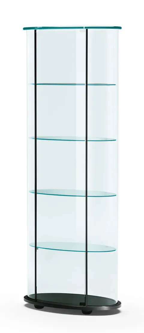ויטרינה מוארת Palladio של FIAM מזכוכית מכופפת עם מדפים שקופים