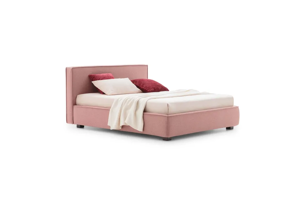 מיטה מרופדת Ipanema של LeComfort עם ראש מיטה מרובע ופספוס, בוורוד עתיק