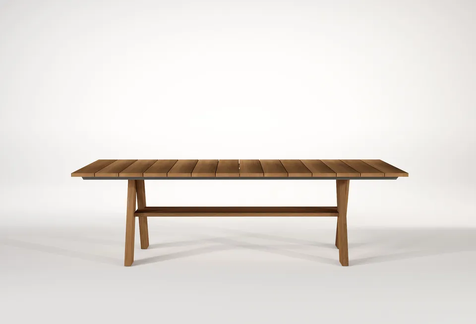 שולחן אוכל לחוץ Joi Wood Open Air של Meridiani
