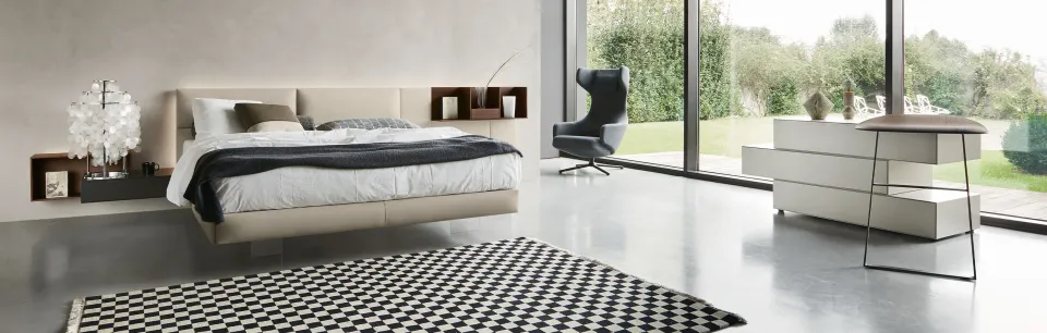 מערכת מיטה עם ראש בואזרי ואחסון Ecletto System של Sangiacomo