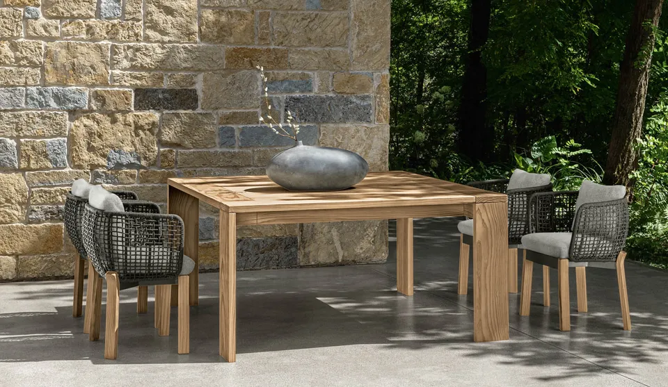 כיסא אוכל Argo//Wood של Talenti, עץ Accoya ואריגת חבלים