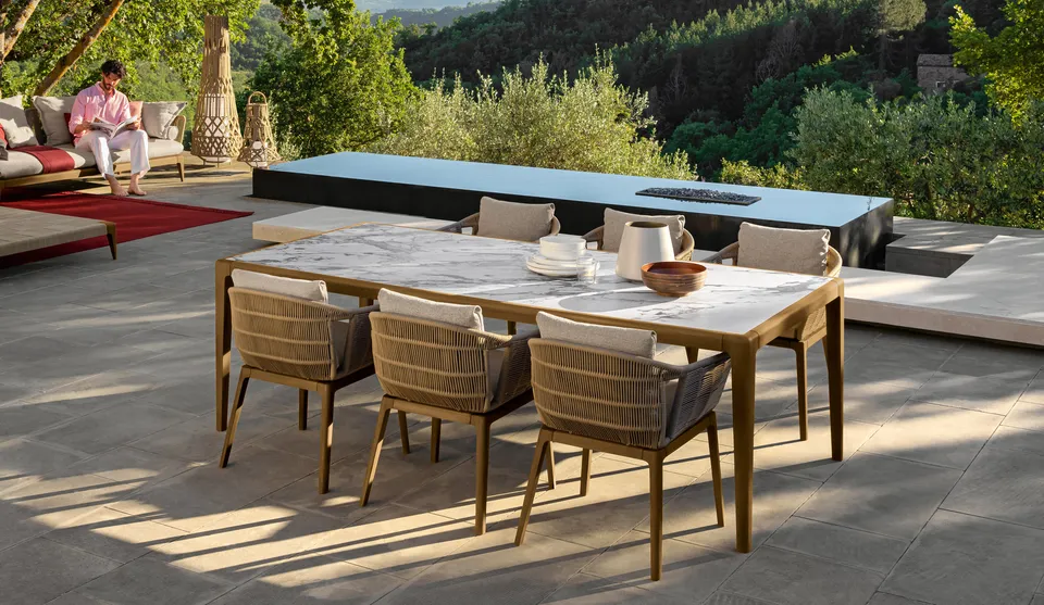 שולחן אוכל ארוך Cruise//Teak 320×120 של Talenti
